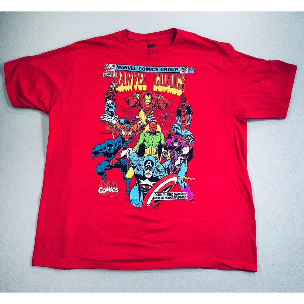 Marvel Comics Graphic T-Shirt Men’s 2XL Red Superhero Comic Tee Avengers Marvel